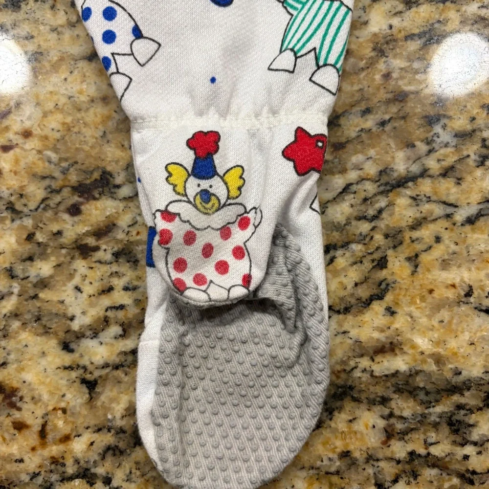 Vintage Carters Clown Print Footed Pajama Pants White 24 Months Made in USA